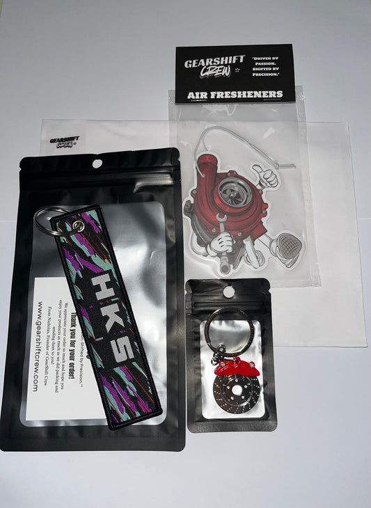 1x HKS Jet Tag, 1x Air Freshener, 1x Keychain, Bundle of 3