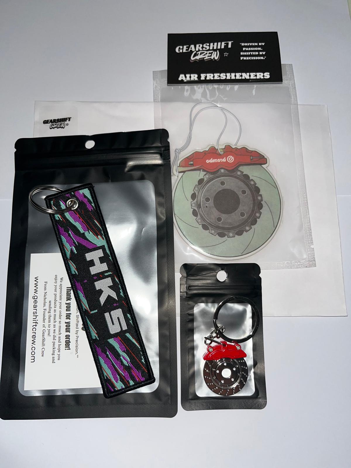 1x HKS Jet Tag, 1x Air Freshener, 1x Keychain, Bundle of 3