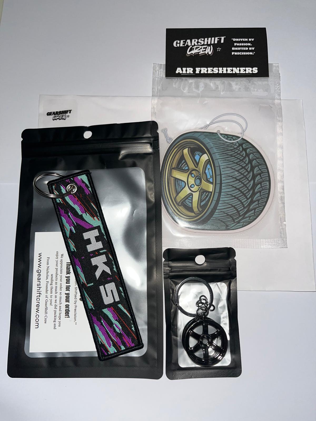 1x HKS Jet Tag, 1x Air Freshener, 1x Keychain, Bundle of 3