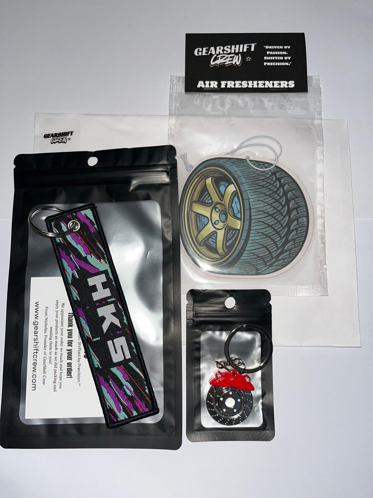 1x HKS Jet Tag, 1x Air Freshener, 1x Keychain, Bundle of 3