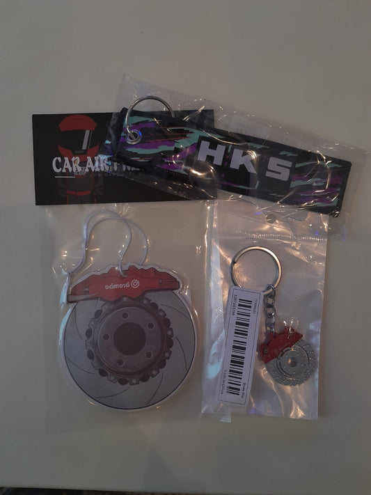 1x HKS Jet Tag, 1x Air Freshener, 1x Keyring, Bundle of 3