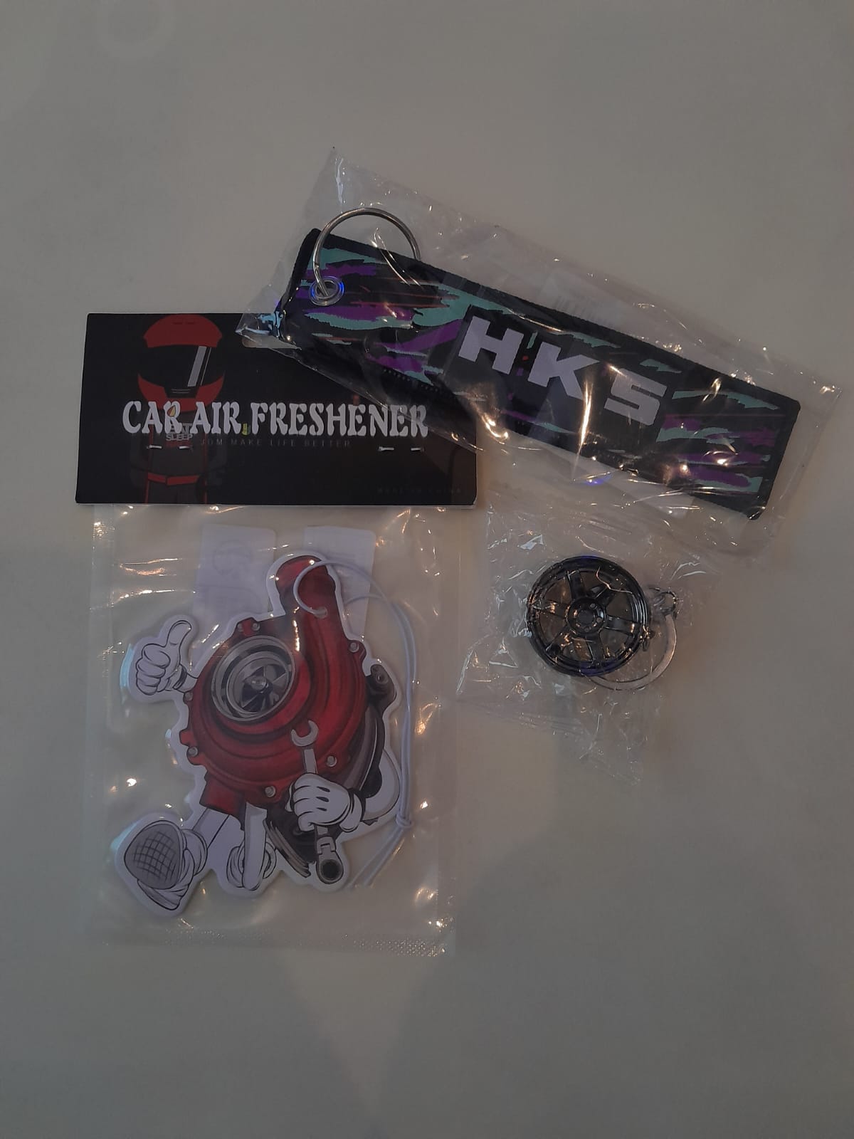 1x HKS Jet Tag, 1x Air Freshener, 1x Keyring, Bundle of 3